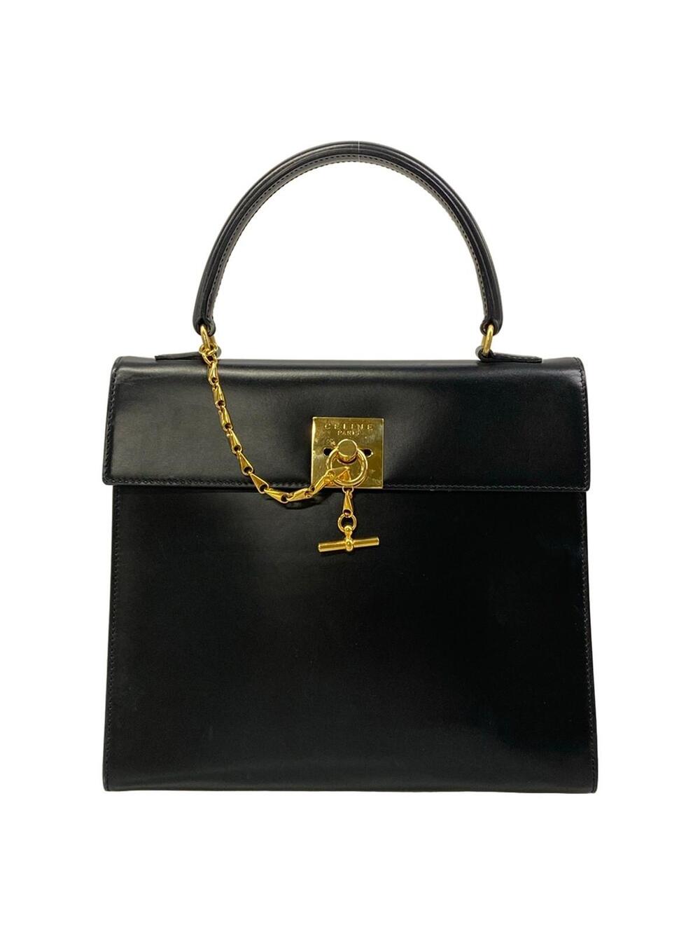 Celine Gancini Black Leather Handbag #366015C94B